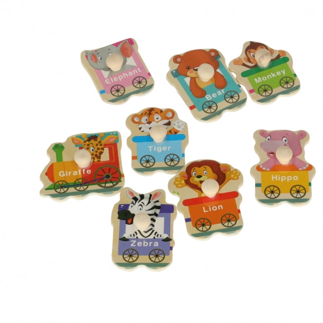 Dřevěné puzzle - zvířátka ze ZOO ve vlaku