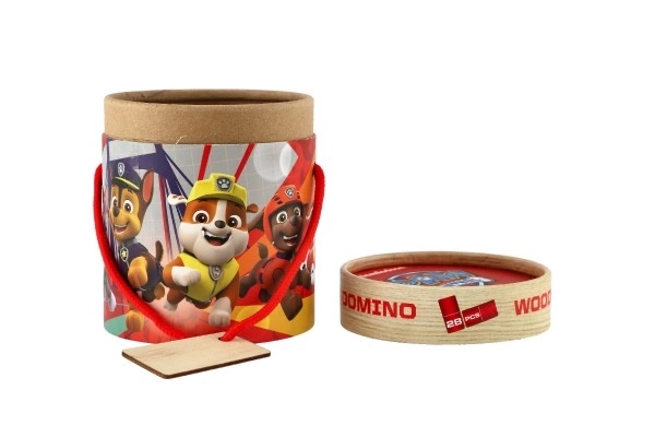 Domino dřevěné Paw patrol/Tlapková patrola 28ks v papírovém tubusu 11x13cm