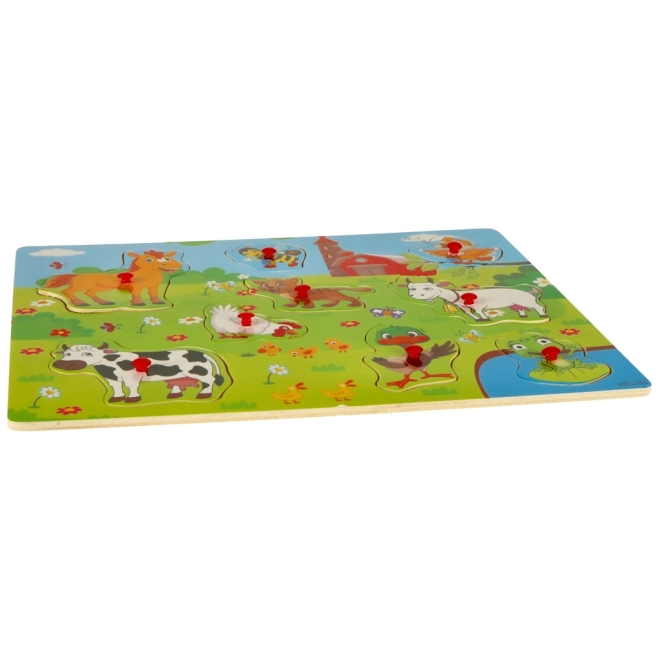 Dřevěné puzzle na farmu pro děti