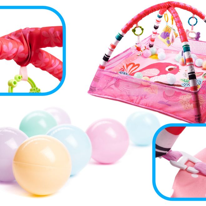 Vzdělávací hrací deka s míčky - růžová