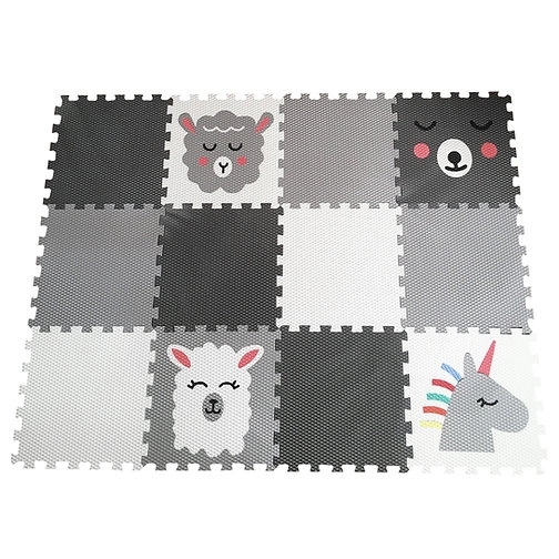 Šedé pěnové puzzle se zvířátky - 12 kusů