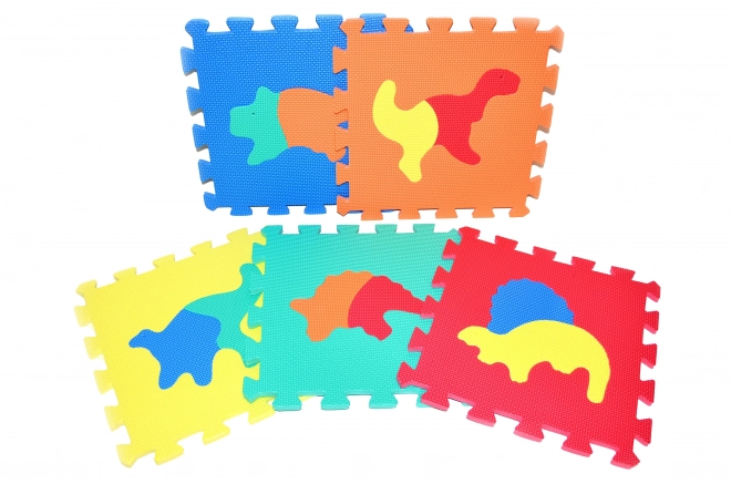 Barevné pěnové puzzle s dinosaury - 10 kusů