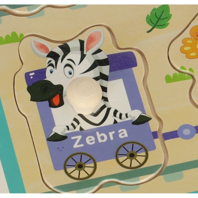 Dřevěné puzzle - zvířátka ze ZOO ve vlaku