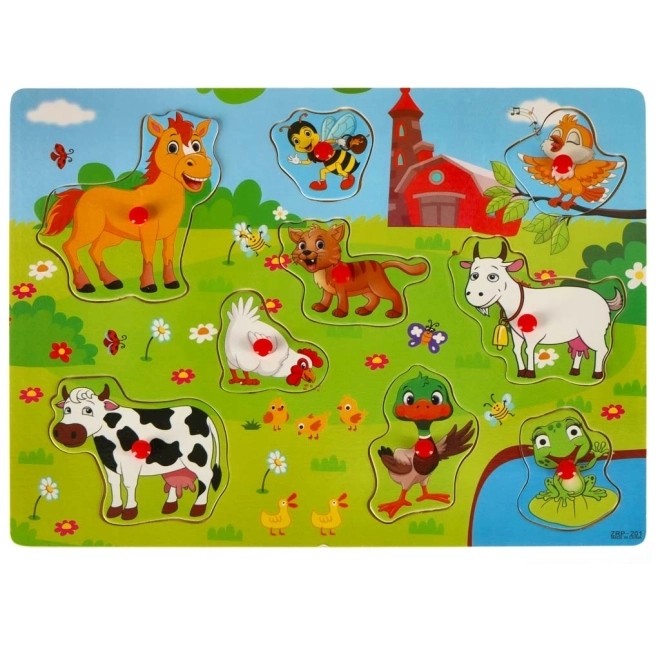 Dřevěné puzzle na farmu pro děti