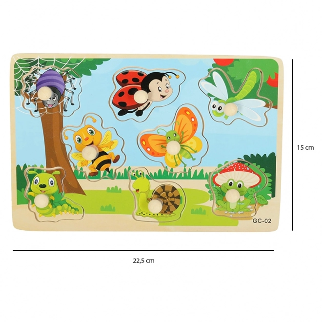Dřevěné puzzle s motivy hmyzích zvířátek