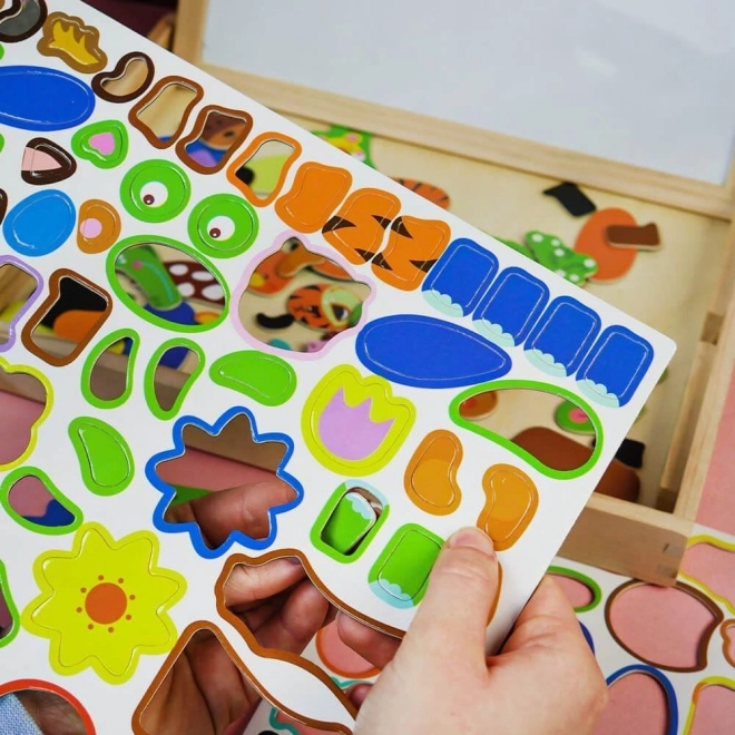 Magnetická tabule s puzzle zvířátky