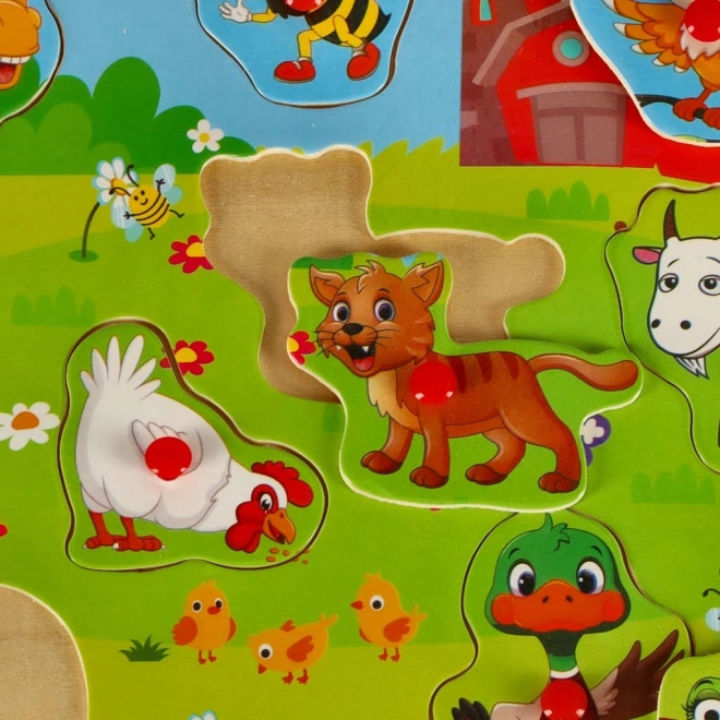 Dřevěné puzzle na farmu pro děti