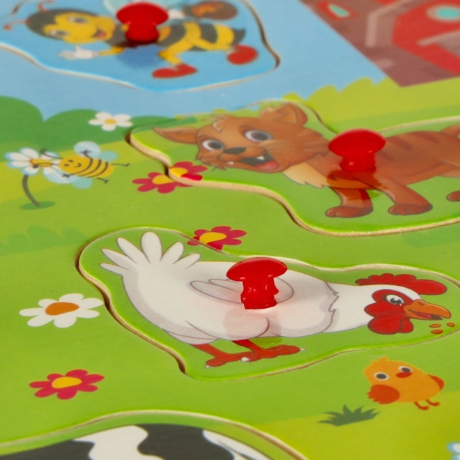 Dřevěné puzzle na farmu pro děti