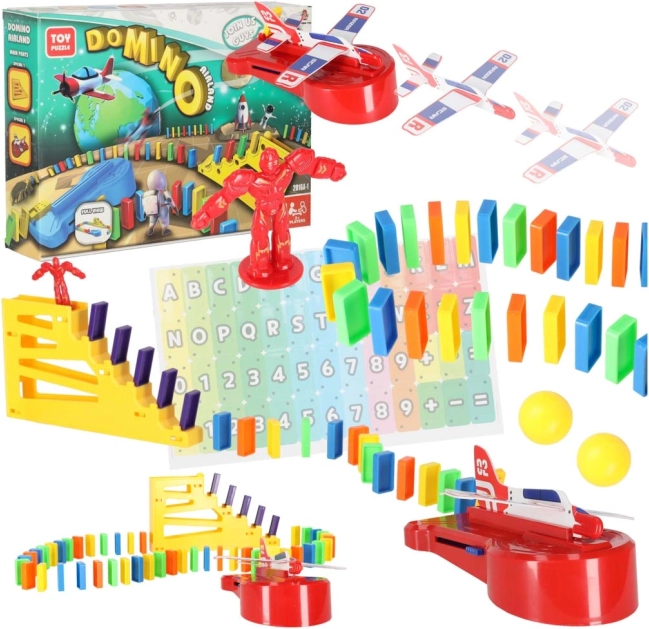 domino s vystřelovačem letadel – vzdělávací stavebnice STEM