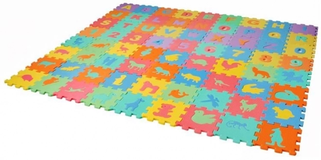 Pěnové puzzle písmena, číslice a zvířátka  - 72 kusů