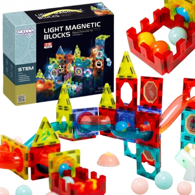 Svítící magnetická kuličková dráha 75 ks