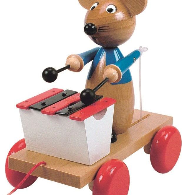Hrací myš klasická dřevěná hračka z minulých let