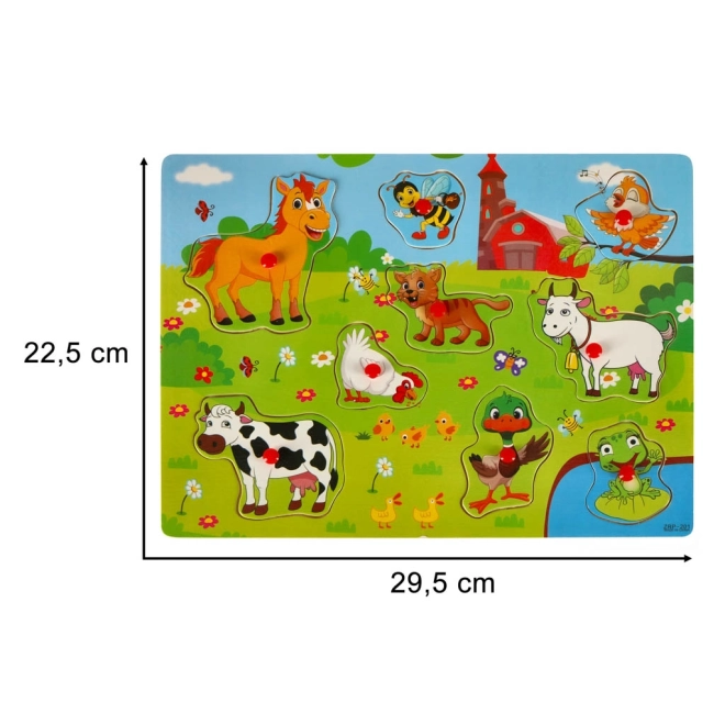 Dřevěné puzzle na farmu pro děti