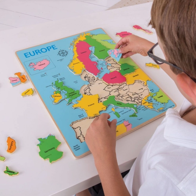 Bigjigs Toys Dřevěné puzzle mapa Evropy 25dílků