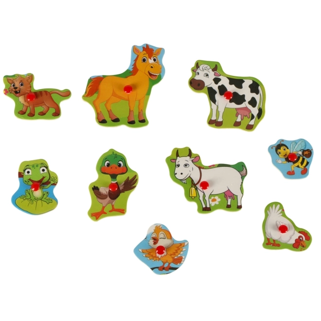 Dřevěné puzzle na farmu pro děti