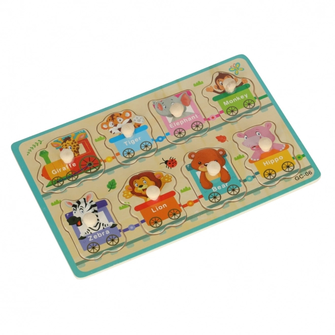 Dřevěné puzzle - zvířátka ze ZOO ve vlaku