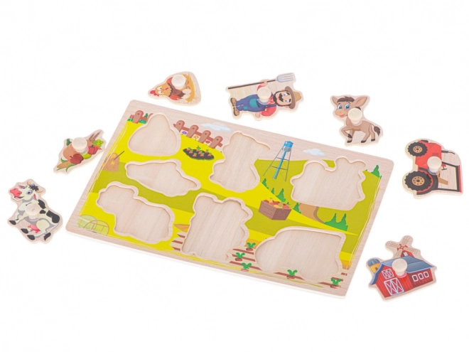Dřevěné puzzle s motivy farmy