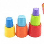 Plastová skládací pyramida z kelímků, barevná, 7 dílů