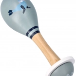 Dřevěná maraca s tuleňem pro děti 16 × 5 cm