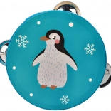 Tamburína s tučňákem pro děti 13 cm