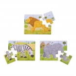 Dřevěné puzzle 3v1 Safari zvířátka BIGJIGS TOYS